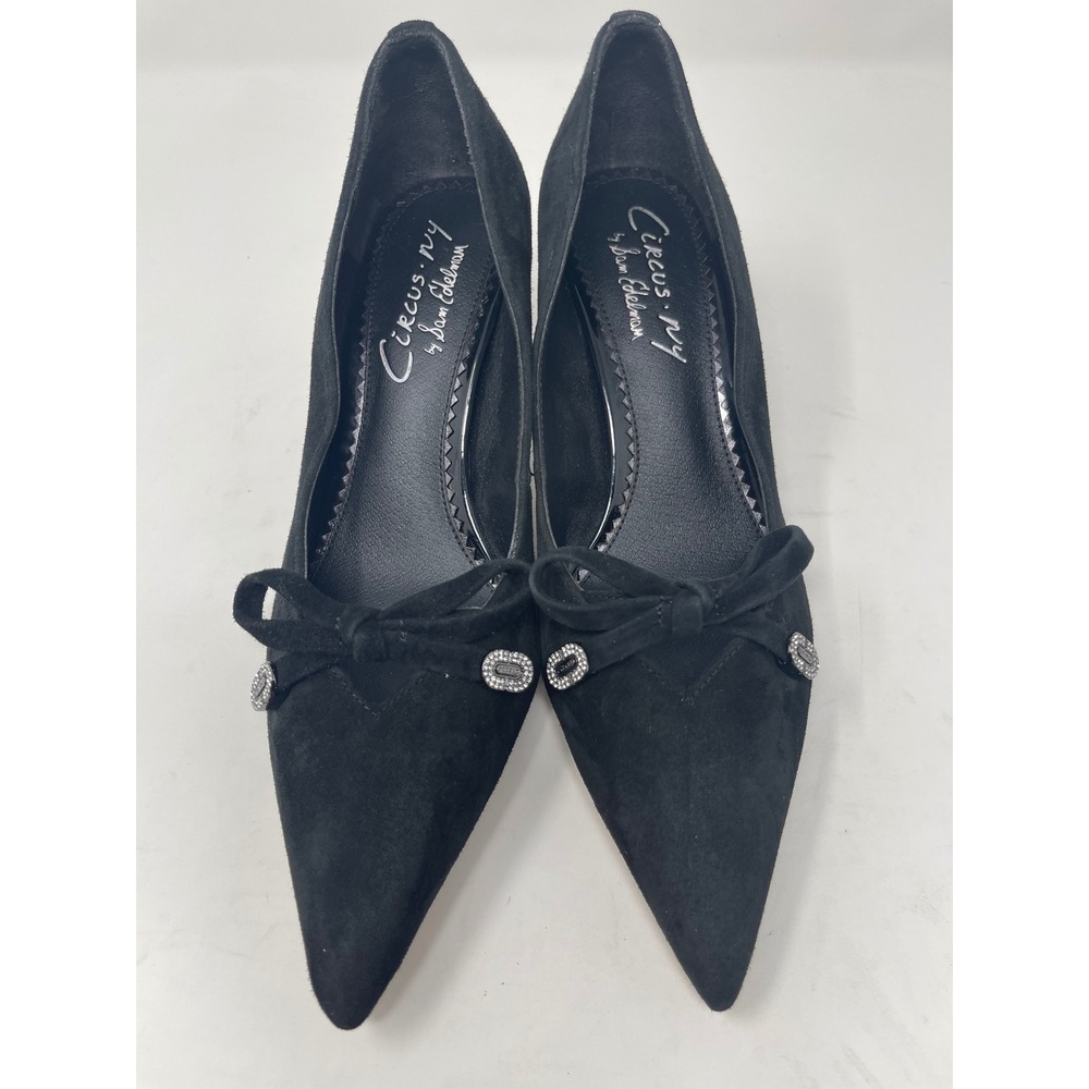 Circus by Sam Edelman Kitten Heels Womens 6.5 Black‎ Excellent Rhinestone Bow